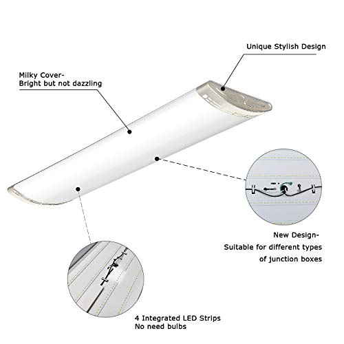 4FT Dimmable LED Light Fixture 80W 4000K Flush Mount, 2 Pack - size: 4FT