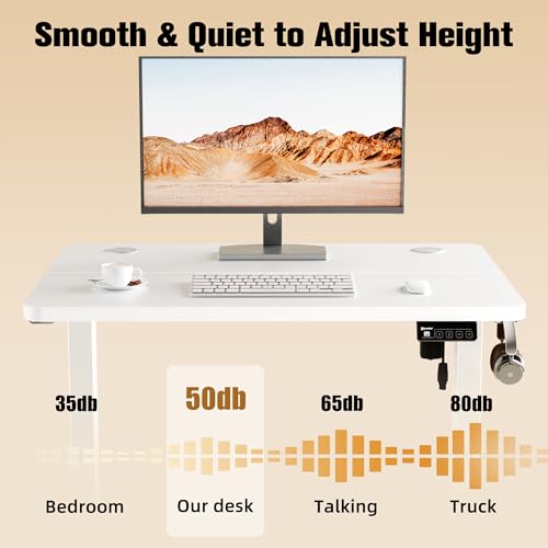 Small Standing Desk, 32"x24" Height Adjustable Sit-Stand Home Office, White | Electric Adjustable Standing Desk, Sit to Stand Computer Office Desk with Splice Board, Memory Preset, Lifts 28.7''-46.5" - color: White Frame-white, size: 32-inch