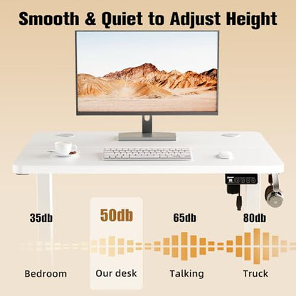 Small Standing Desk, 32"x24" Height Adjustable Sit-Stand Home Office, White | Electric Adjustable Standing Desk, Sit to Stand Computer Office Desk with Splice Board, Memory Preset, Lifts 28.7''-46.5" - color: White Frame-white, size: 32-inch