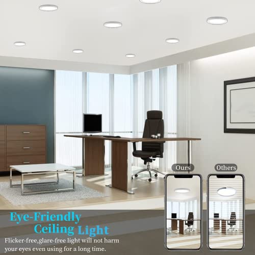 ETL 7 Inch Small LED Flush Mount Ceiling Light Dimmable,5000k Daylight Ultra Slim Round Flat Panel Ceiling Light Fixture,Modern White Ceiling Lamp for Closet,Kitchen,Bathroom,Hallway (3 Pack) - color: 3 Pack White, size: 7 inch