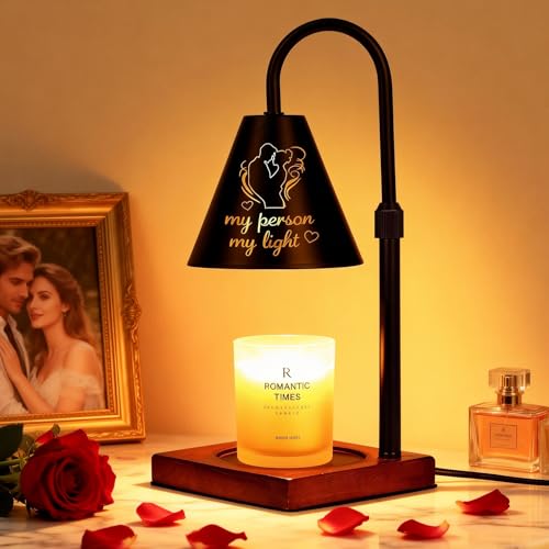 Modern Candle Warmer Lamp with Timer, "My Person My Light", Couple Anniversary Valentines Day Gifts for Men Women, Adjustable&Dimmable Candle Lamp Warmer, Black Candle Warmer, Vintage Home Decor - color: Valentines