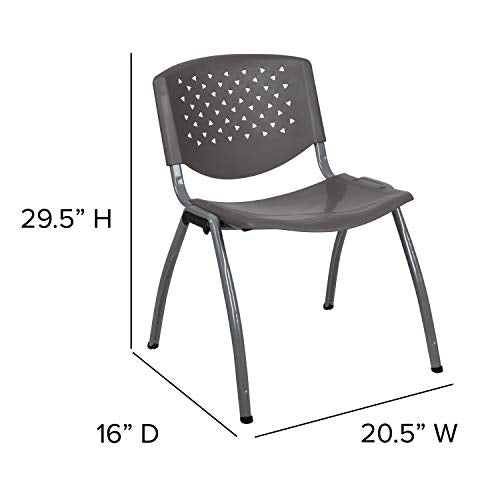 5 Pack Home and Office Gray Plastic Guest Stack Chair with Perforated Back - color: Grey