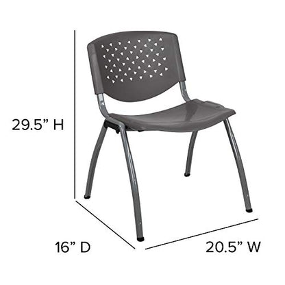 5 Pack Home and Office Gray Plastic Guest Stack Chair with Perforated Back - color: Grey