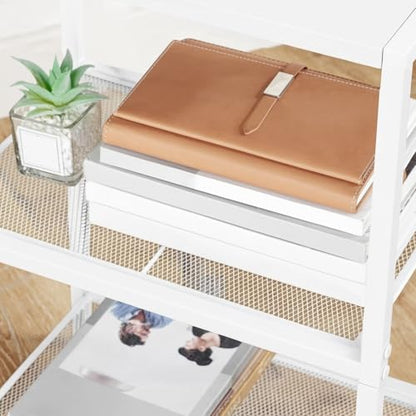 HOOBRO Industrial Printer Stand, 3-Tier Mobile Printer Table, Rolling Cart with Power Outlets and USB Ports, Home Printer Stand with 2 Hooks, for Office, Living Room, White WW22UPS01 - color: White