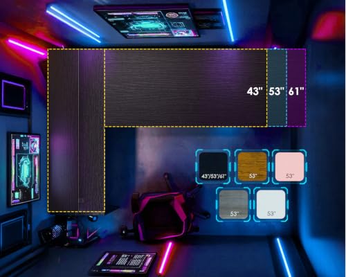 AODK L Shaped Desk Gaming Desk with LED Light & Power Outlet - color: Black, size: 61 Inch