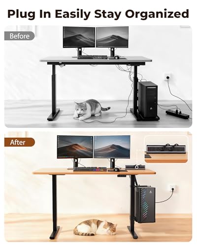 TOPSKY Dual Motor Electric Standing Desk Frame, Height Adjustable Sit Stand Base for Home Office, Fits Table Tops up to 70.8 x 31.5 Inch, 225 lb Capacity (Black, with CPU Stand) | • Dual motors support 225 lbs quietly •Height 27.6"-47.3", width 43"-59" •