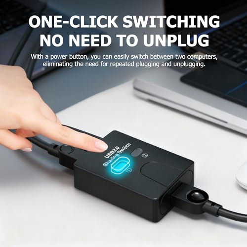 USB2.0 Print Sharer Adapter 2 in 1 Out 2-Port USB B Printer Sharer Switcher for Laptops,Desktop Computers,Printers etc