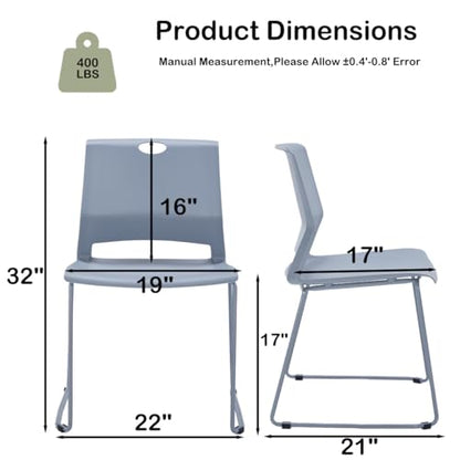 Grey Stackable Chairs Set of 4 for Break Conference Room Church Lobby - color: Grey, size: 4 pack