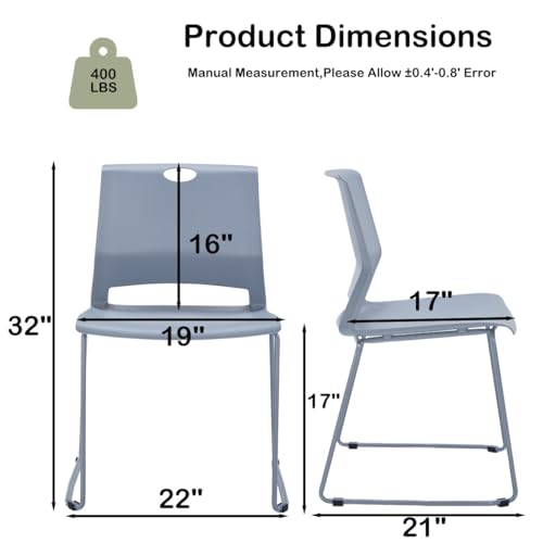 Grey Stackable Chairs Set of 8 for Break Conference Room Church Lobby - color: Grey, size: 8 pack