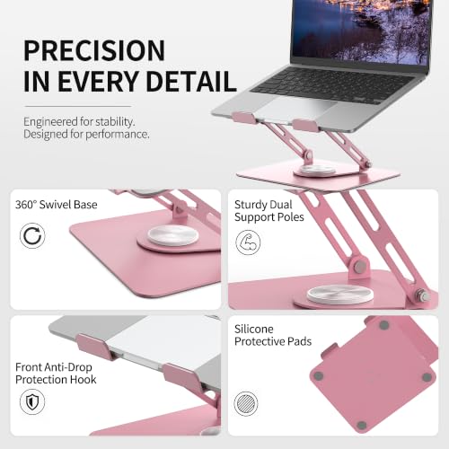 ALASHI 360° Rotating Laptop Stand, Multi-Angle, 10-17", Pink - color: C-Pink