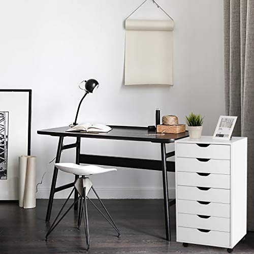 7-Drawer Multifunctional Mobile File Cabinet, White Engineered Wood, 19'x15.5'x34.5' - color: White, size: 19" x 15.5" x 34.5"