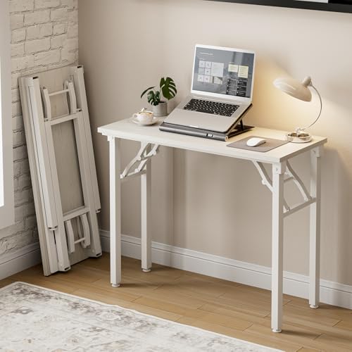 Small Folding Computer Desk – Portable 35.8 Inch Foldable Laptop Table, Collapsible and Compact for Easy Storage and Fast Setup, Lightweight for Small Spaces, Craft and Study Use, White Ash - color: White Ash, size: 35.8 X 15.7 Inch, style: NO Power Outle