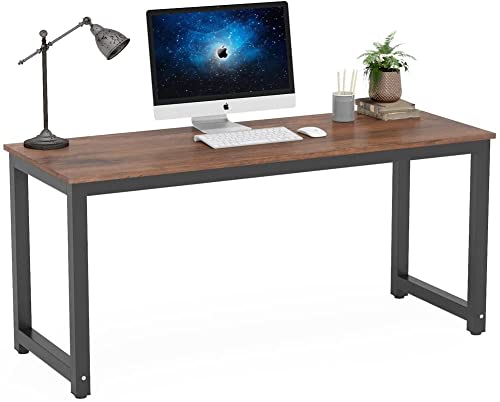 Tribesigns Computer Desk, 63 inch Large Office Desk Computer Table Study Writing Desk Workstation for Home Office, Rustic Brown - color: Rustic Brown, size: 63*23.6 inch