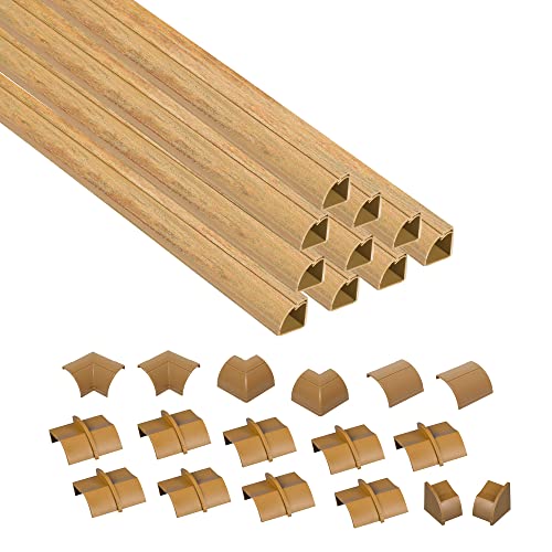D-Line 157in Stainable Wood-Effect Corner Cable Concealer Multipack, Floor Wire Hider, Quarter Round Cord Cover, Organize Cords in Corners, Floor Molding - 10x 15.7in Lengths & Accessories - color: Stainable Wood-Effect