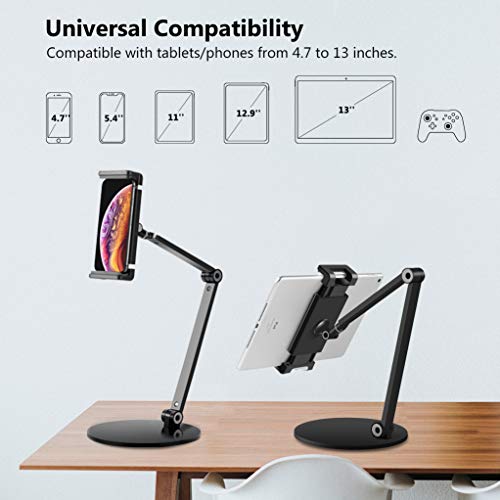iPad Stand for Desk, Surface Pro Holder, Multi-Angle Adjustable Tablet Stand Holder for 4.7''- 13'' Screen Microsoft Surface Series, iPad Series,Samsung Galaxy Tabs,Amazon Kindle Fire, Etc. (Black) - color: Black