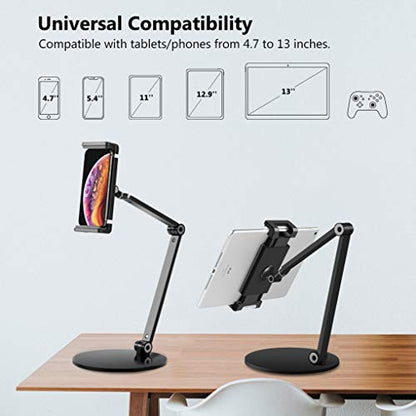 iPad Stand for Desk, Surface Pro Holder, Multi-Angle Adjustable Tablet Stand Holder for 4.7''- 13'' Screen Microsoft Surface Series, iPad Series,Samsung Galaxy Tabs,Amazon Kindle Fire, Etc. (Black) - color: Black