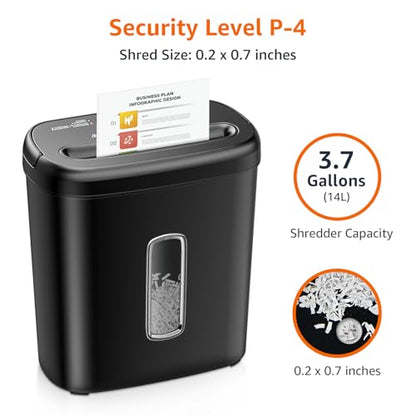 Amazon Basics 8-Sheet High Security Cross Cut Paper and Credit Card Shredder with P-4 Security, Auto Shut-off, Black - color: Black, size: 8 Sheet