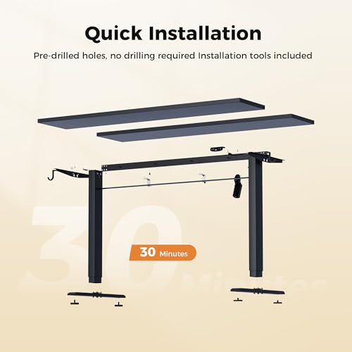 Agilestic Electric Height Adjustable Standing Desk, 48 Inch, Black - color: Black, size: 48x24 Inch