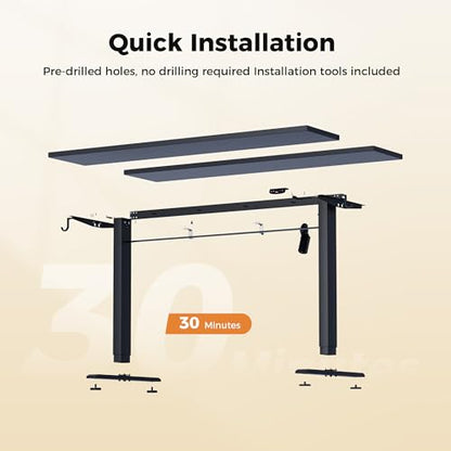 Agilestic Electric Height Adjustable Standing Desk, 55 Inch, Black - color: Black, size: 55x24 Inch