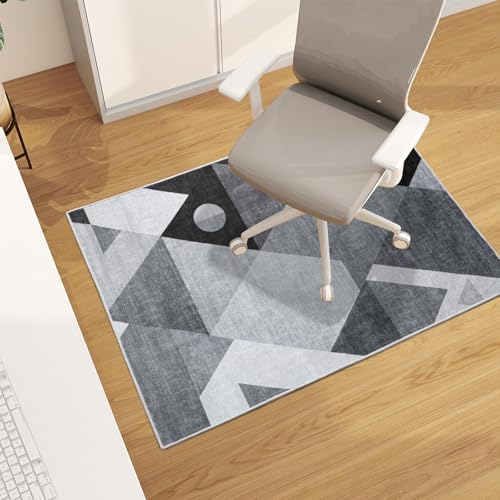 Office Chair Mat for Hardwood Floor, 48"x36" Easy Glide Computer Desk Mat Protector for Rolling Chair Under Desk Rug Nonslip Backing, Machine Wash (Modern) - color: Gray Square, size: 36"x48"