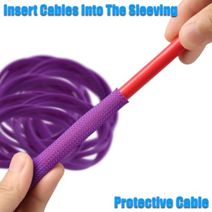 25ft PET Expandable Braided Cable Sleeve 1/6inch(4mm) Pet Braided Cable Sleeve for Audio Video Device Wire Automotive Wire (Purple) - color: Purple, size: 4mm"(1/6 inch)
