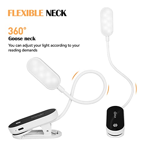 VAVOFO Rechargeable Book Light, 14 LEDs Eye Care Clip On Amber Reading Light for Bookworms Reading in Bed with 9 Colors 9 Brightness (White-Black) - color: White-Black