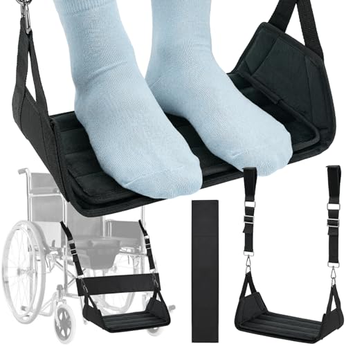 Upgrade Wheelchair Foot Rest Hammock with Calf Strap - Adjustable Height Anti-Slip Anti-Squeeze Leg Support Sling with Rigid Base Seat Belt for Wheelchair, Rollator, Walker Footrest - size: With Calf Strap