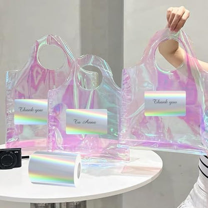 3x2 Inch Holographic Thermal Labels, Silver Thermal Sticker Labels, Rainbow Glitter Stickers for Price, Barcode, Mailing, Name, DIY Custom Logo Design, 200 Pcs/1 Roll - color: Holographic Silver, size: 2*3 inch