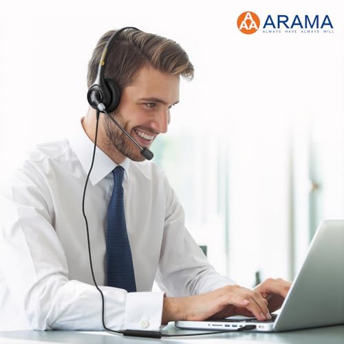 Arama USB Headset with Microphone (A600MONO) – Noise Cancelling, Inline Volume & Mute Control, USB-A & USB-C Compatible for Computer, Laptop, Mac, Zoom, Teams, Skype