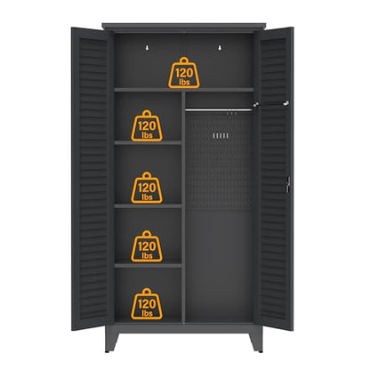 KEIKI 73'' H Metal Tool Storage Cabinet, Garage Storage Cabinet with Doors & Adjustable Shelves & Ample Storage Space for Garage, Home, Office, Utility Room