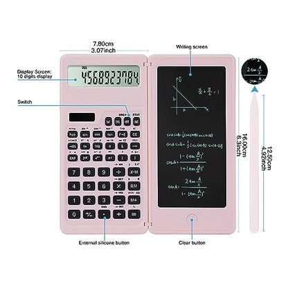 Pink Scientific Calculator for Students,Math Calculator with Notepad - color: PINK