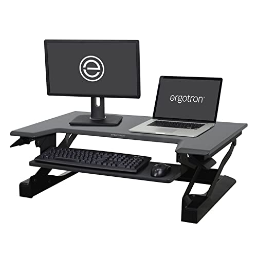 Ergotron – WorkFit-T Standing Desk Converter, Dual Monitor Sit Stand Desk Riser for Tabletops – 35 Inch Width, Black - size: WorkFit-T - 35 Inch Width