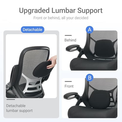 HYLONE 400lbs Heavy Duty Office Chair, 5" Thickened Seat Ergonomic Desk Chair with Adjustable Armrests, Home Office Computer Chairs for Long Hours Mesh Executive Chair(Black) - color: Black