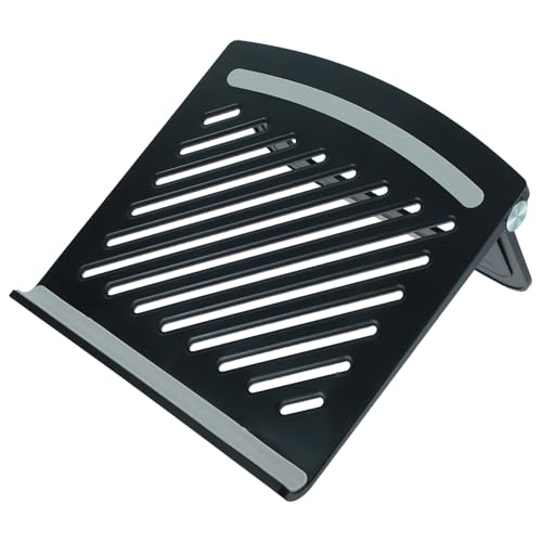 ULTECHNOVO Adjustable Multi-Angle Ventilated Laptop Riser Stand Foldable Desktop Holder for Overheating Prevention and Ergonomic Laptop Elevation, Black
