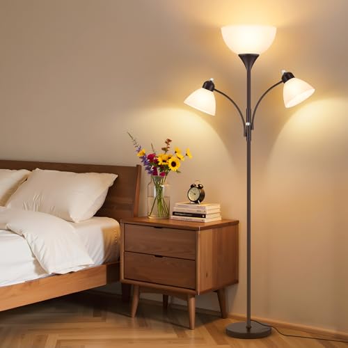 Coucrek Torchiere Floor Lamps for Living Room, 72" Dimmable Reading Lamp - color: Brown