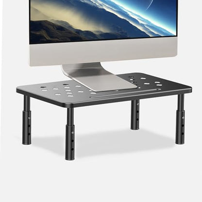 Monitor Stand Riser for Desk, 3 Height Adjustable (3.9/4.7/5.5 Inch) Heavy Duty Carbon Steel + PE Computer Stand, Ergonomic Laptop Riser, For PC Printer Dual Screens – 14.6 x 9.1 Inch Black - color: Black