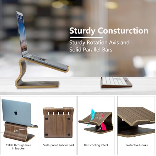 Wood Laptop Stand for Desk,Laptop Holder Stand,Wooden Cooling Computer Holder,Suitable for Most laptops Heat Dissipation Shelf (Walnut) - color: Walnut-01