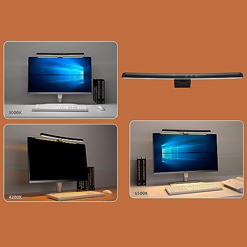Zunate Computer Monitor Light Bar, Anti Glare Blue Light Block Eye Caring Lamp, E Reading LED Lamp with Auto Dimming and Timing, USB C Interface Space Saving Home Office Lamp
