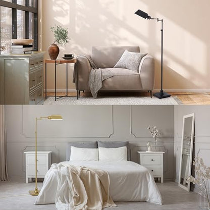 O’Bright Arcadia - Pharmacy Floor Lamp, Full Range Dimming, Swing Arm Task Lamp, E26 Socket, Bulb Replaceable, Adjustable Height 47” to 55”, 360° Rotatable Shade, All-Metal Design, Black - color: Black