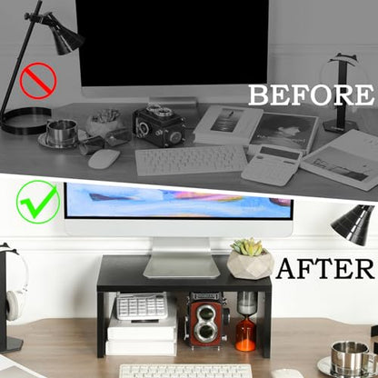 TEAMIX 6.7 inch Tall Monitor Stand Riser, Wood Shelf Riser, Desk Organizer