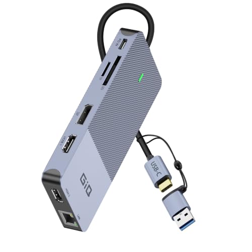 USB C Docking Station Dual Moniter Triple Display 4K Hdmi Displaylink Dock - color: 11 in 1 Grey