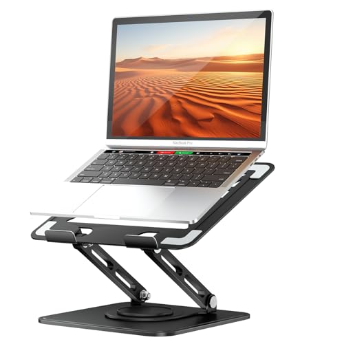 tounee Laptop Stand for Desk, Adjustable Computer Stand Holder with 360° Rotating Base, Ergonomic Laptop Riser Compatible with MacBook Pro Air, All Laptops 10-15.6"-Black - color: Black