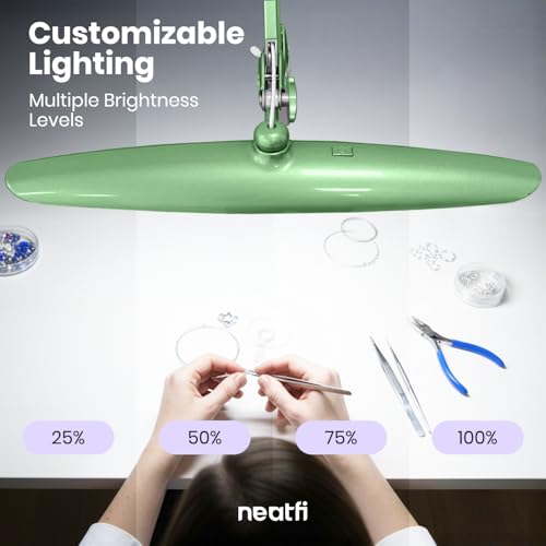 Neatfi LED Desk Lamp, 2200 Lumens, 24W, 20-Inch Wide Head (Midnight Green) - color: Midnight Green, size: Non-CCT with Clamp
