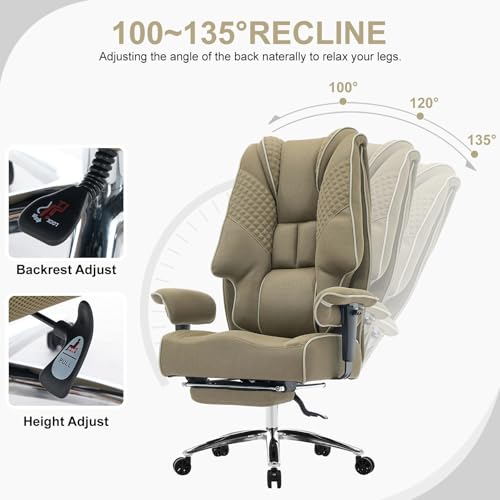 EXCEBET Big and Tall Executive Office Chair 400lbs Wide Seat, Mesh Green | Wide seat for extra comfort, Retractable footrest, 135° reclining, Lumbar support, Breathable mesh,Ergonomic high back design - color: Mesh Green