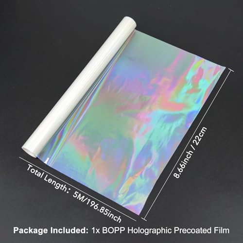 BOPP Transparent Precoated Film 22cm x 5m–Clear Glossy Thermal Laminating Roll Waterproof & Scratch-Proof Compatible with Laminators for Document Protection,Photo Preservation,Card Making, DIY Crafts - color: Clear Glossy