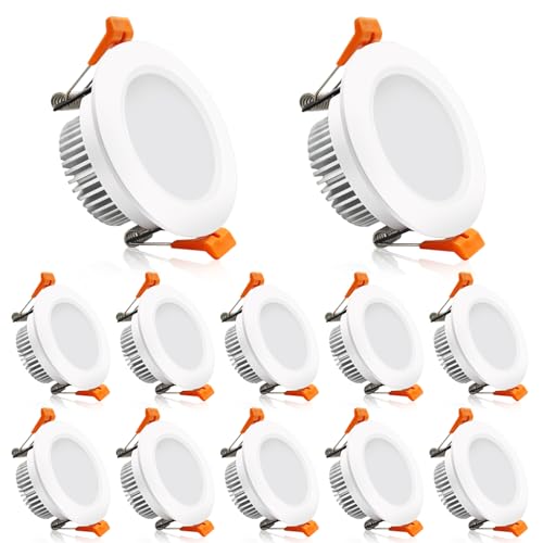 2 Inch LED Downlight, Recessed Lighting Dimmable Ceiling Light, 3W, 3000K Warm White, CRI80 with LED Driver(35W Halogen Equivalent), 12 Pack - color: Warm White, size: White/12 Pack