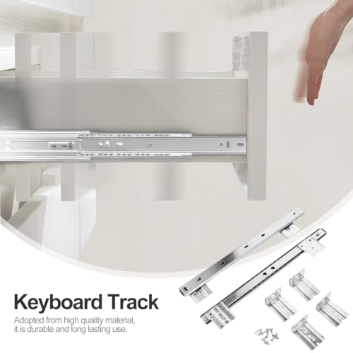 FAVOMOTO 14" Keyboard Drawer Slides - Heavy Duty Ball Bearing Keyboard Slides Under Desk Rails Rack Tray Accessories for Cabinet Furniture Hardware Rails