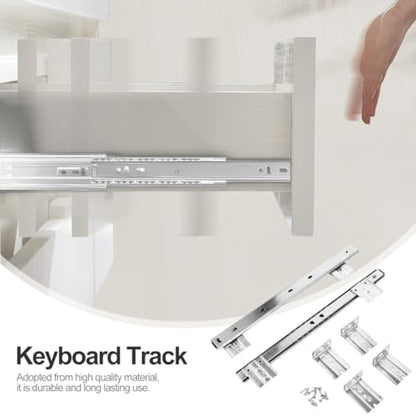 FAVOMOTO 14" Keyboard Drawer Slides - Heavy Duty Ball Bearing Keyboard Slides Under Desk Rails Rack Tray Accessories for Cabinet Furniture Hardware Rails