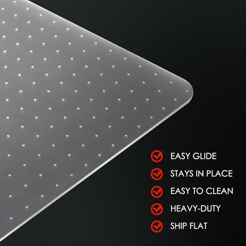 Kuyal Office Chair Mat for Carpet,32x49 Clear Heavy Duty Computer Chair Mat | Under Desk Protector Carpeted Floors Mat, Easy Chair Movement,Ship Flat - size: 32" X 49"