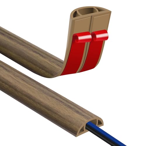 Floor Cord Covers for Wires 10FT Cable Hider Wire Cover Self Adhesive Cord Hider Floor for Offices, Homes, Workshops, Warehouses Cable Cavity 0.39" W x 0.27" H - color: Smoked Wood, size: 1.18" x 10'